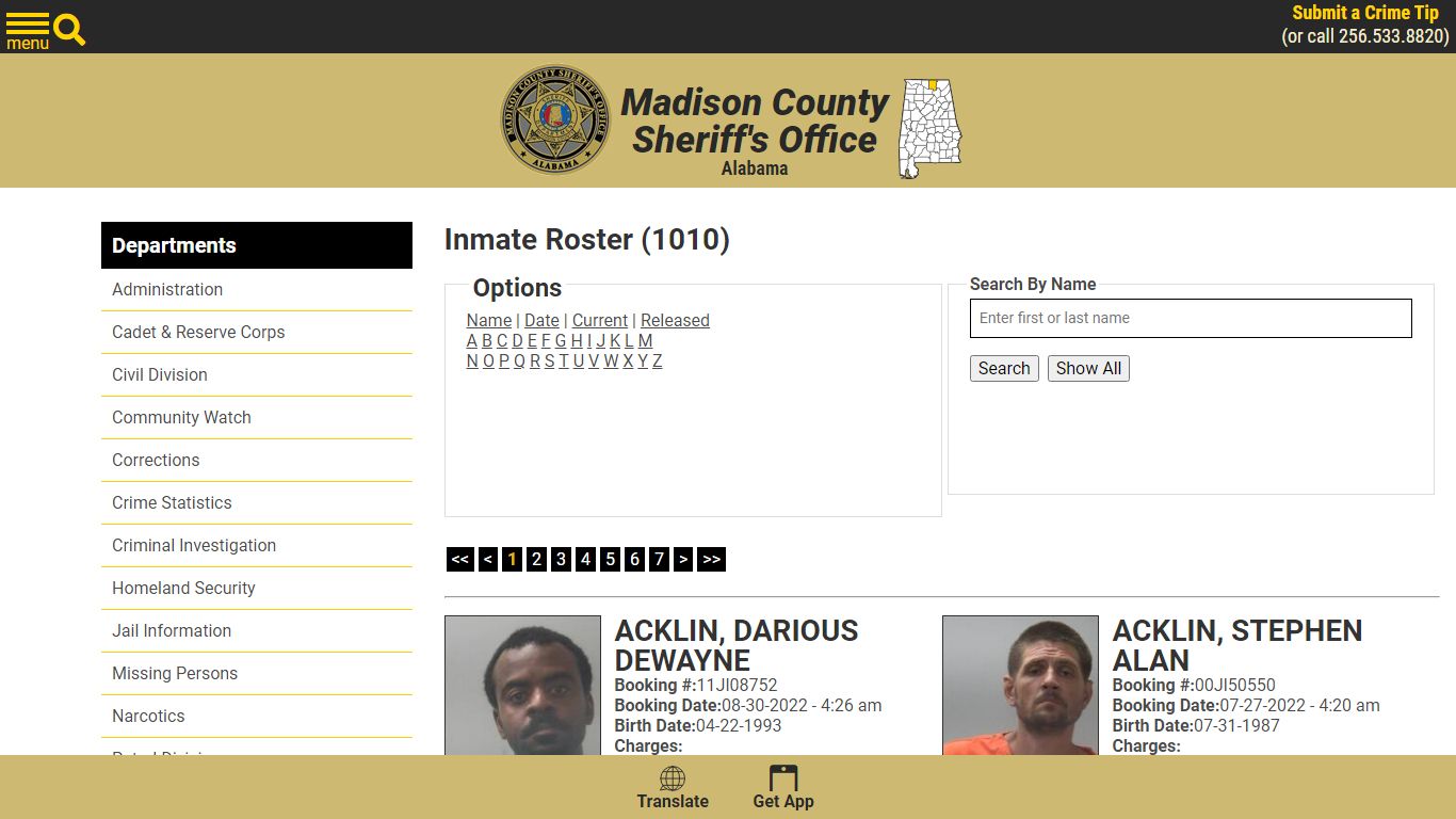 Inmate Roster - Current Inmates - Madison County Sheriff's Office