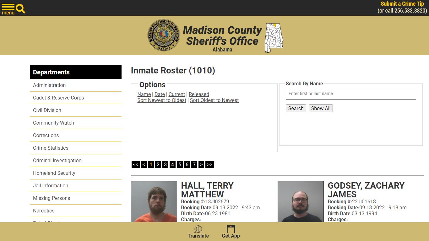 Inmate Roster - Current Inmates Booking Date Descending - Madison ...